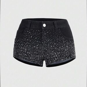 ROMWE Black Sparkle Jean Shorts